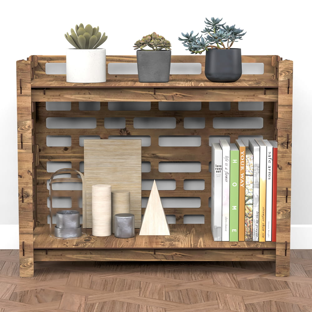 Hexagonica Стеллаж на 2 полки с задней стенкой Brickwall (600В х 750Ш х 365Г)