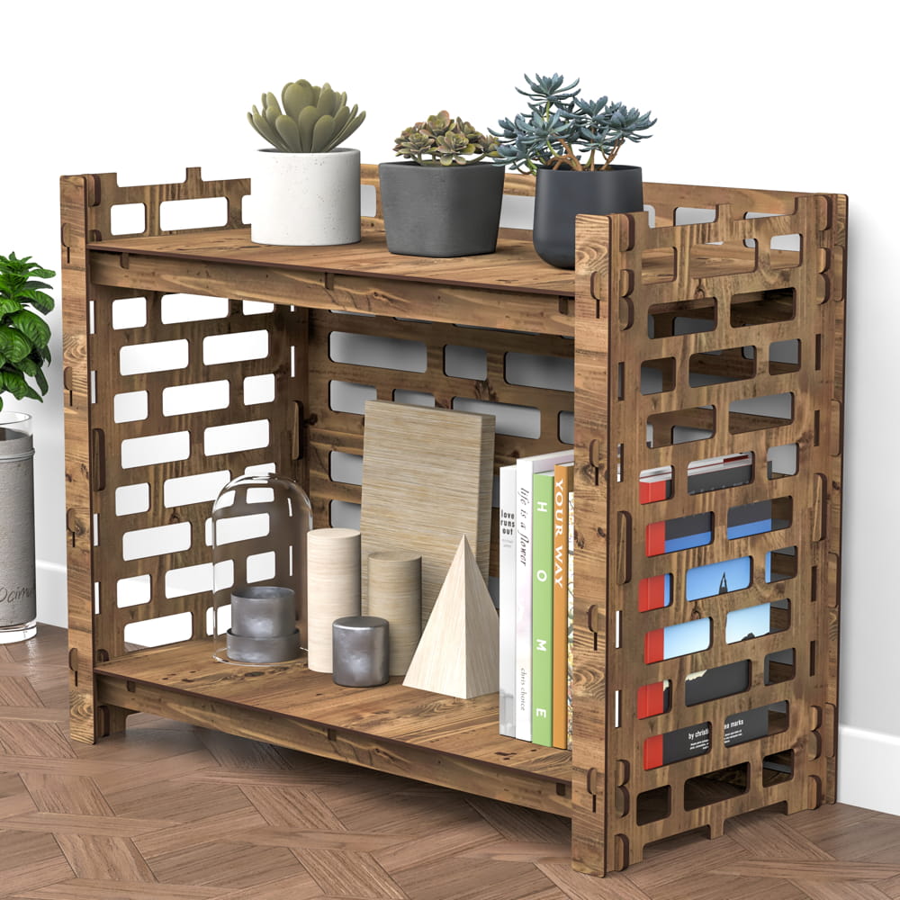 Hexagonica Стеллаж на 2 полки с задней стенкой Brickwall (600В х 750Ш х 365Г)