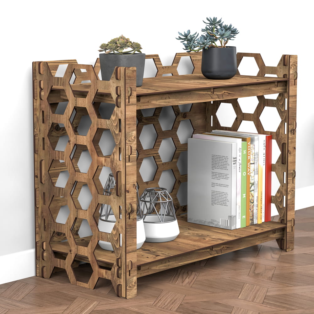 Hexagonica Стеллаж на 2 полки с задней стенкой Honeycomb (600В х 750Ш х 365Г)