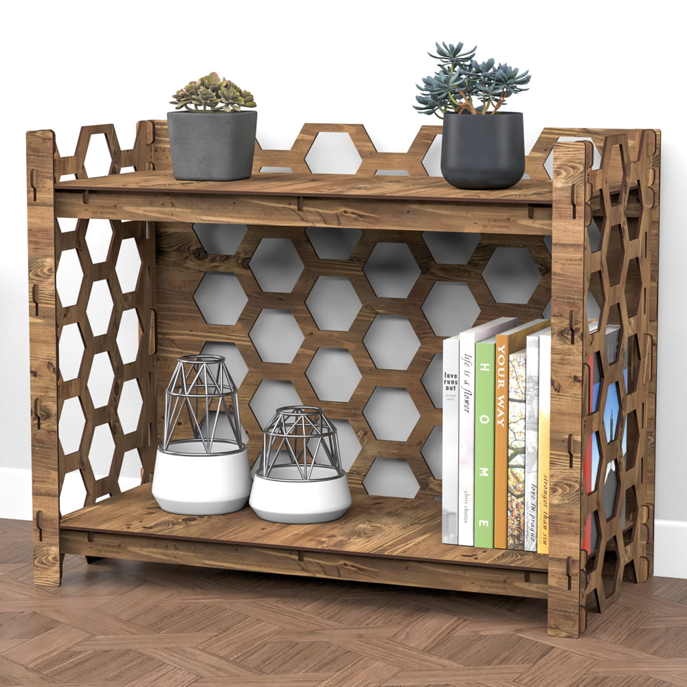 Hexagonica Стеллаж на 2 полки с задней стенкой Honeycomb (600В х 750Ш х 365Г)