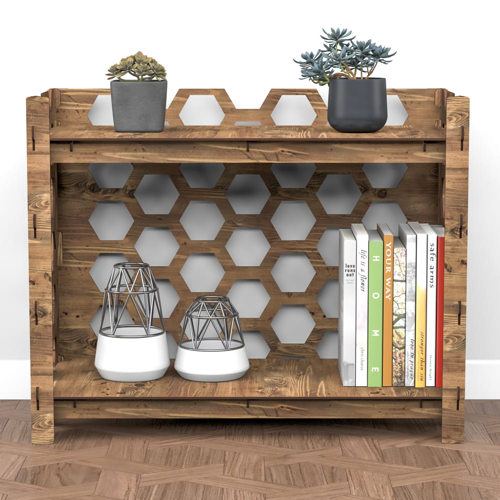 Hexagonica Стеллаж на 2 полки с задней стенкой Honeycomb (600В х 750Ш х 365Г)