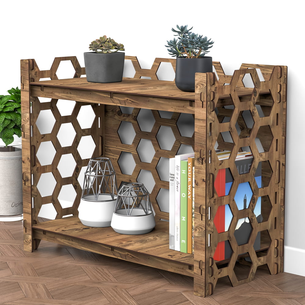 Hexagonica Стеллаж на 2 полки с задней стенкой Honeycomb (600В х 750Ш х 365Г)
