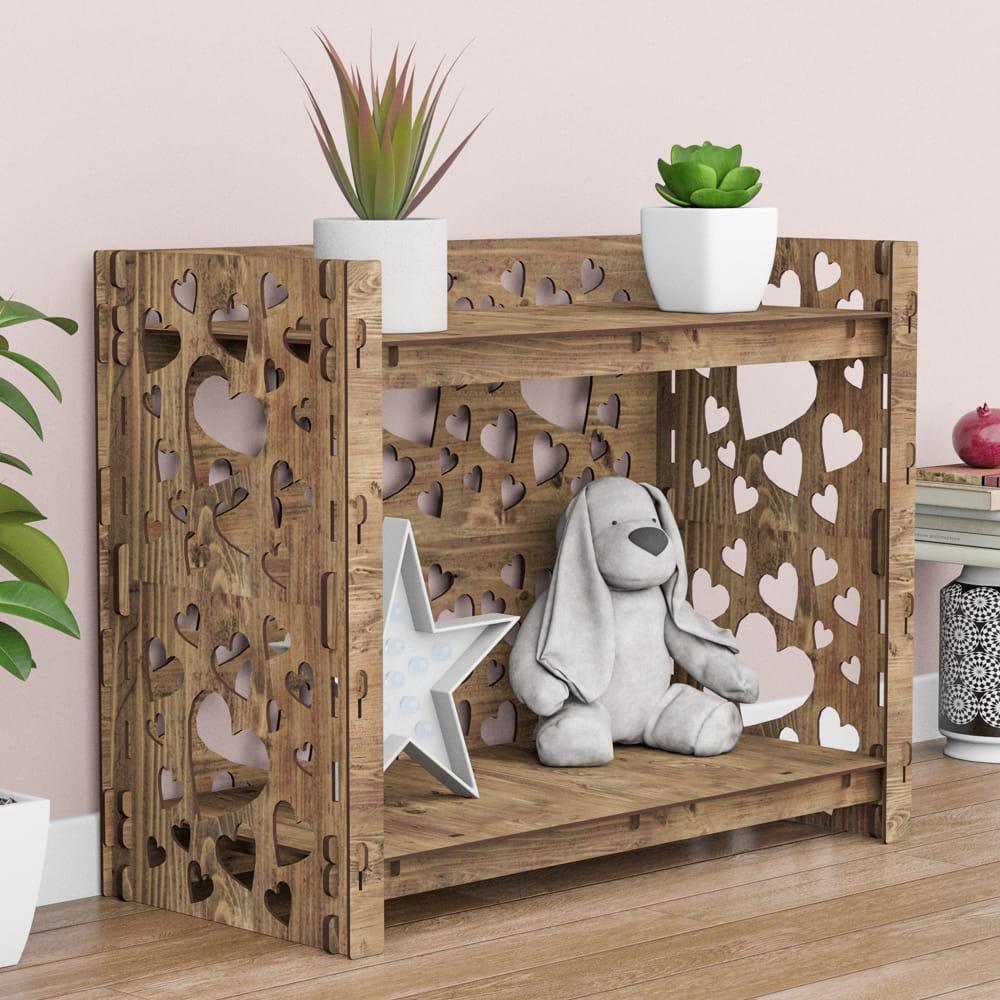 Hexagonica Стеллаж на 2 полки с задней стенкой Hearts (600В х 750Ш х 365Г)
