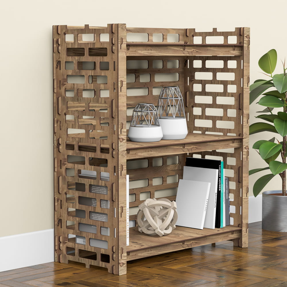 Hexagonica Стеллаж на 3 полки с задней стенкой Brickwall (900В х 750Ш х 365Г)
