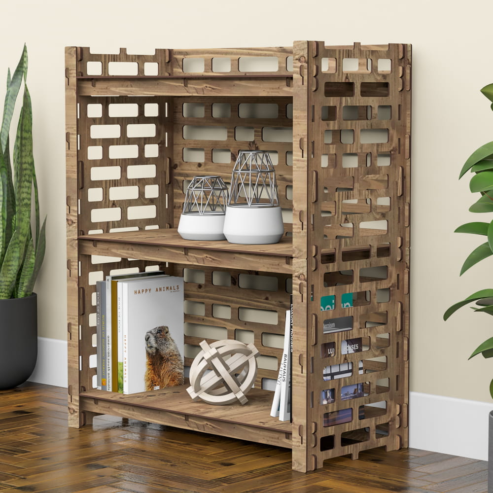 Hexagonica Стеллаж на 3 полки с задней стенкой Brickwall (900В х 750Ш х 365Г)
