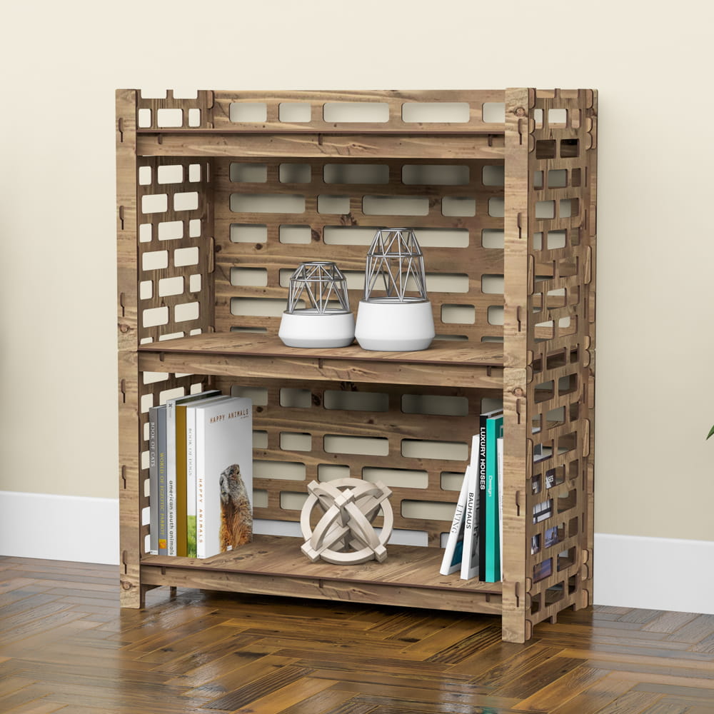 Hexagonica Стеллаж на 3 полки с задней стенкой Brickwall (900В х 750Ш х 365Г)
