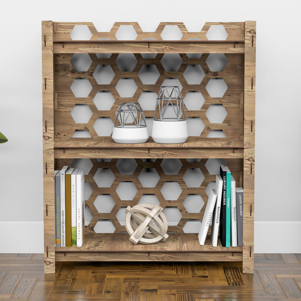 Hexagonica Стеллаж на 3 полки с задней стенкой Honeycomb (900В х 750Ш х 365Г)