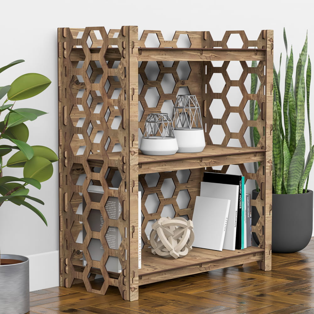 Hexagonica Стеллаж на 3 полки с задней стенкой Honeycomb (900В х 750Ш х 365Г)