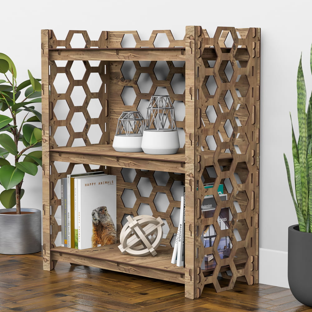 Hexagonica Стеллаж на 3 полки с задней стенкой Honeycomb (900В х 750Ш х 365Г)