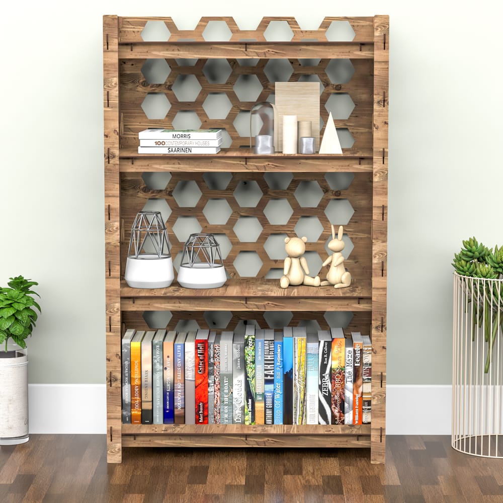 Hexagonica Стеллаж на 4 полки с задней стенкой Honeycomb (1200В х 750Ш х 365Г)
