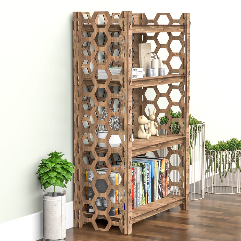 Hexagonica Стеллаж на 4 полки с задней стенкой Honeycomb (1200В х 750Ш х 365Г)