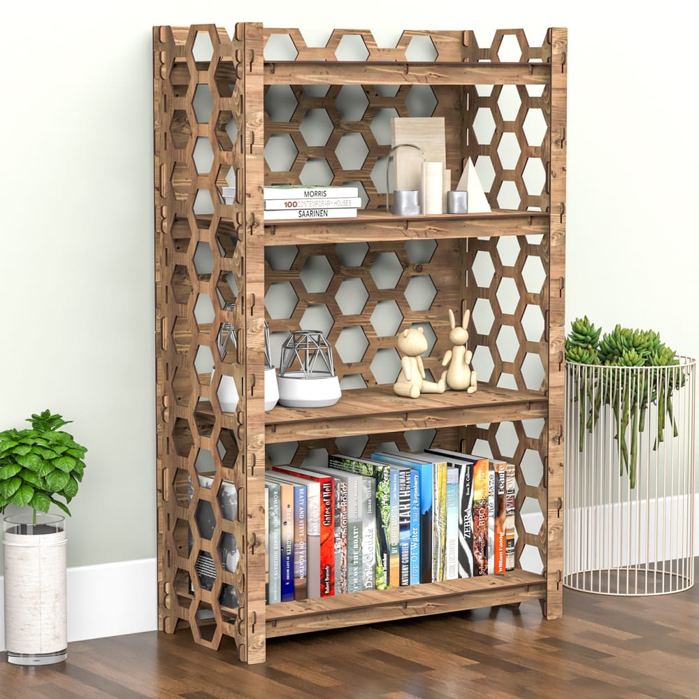 Hexagonica Стеллаж на 4 полки с задней стенкой Honeycomb (1200В х 750Ш х 365Г)