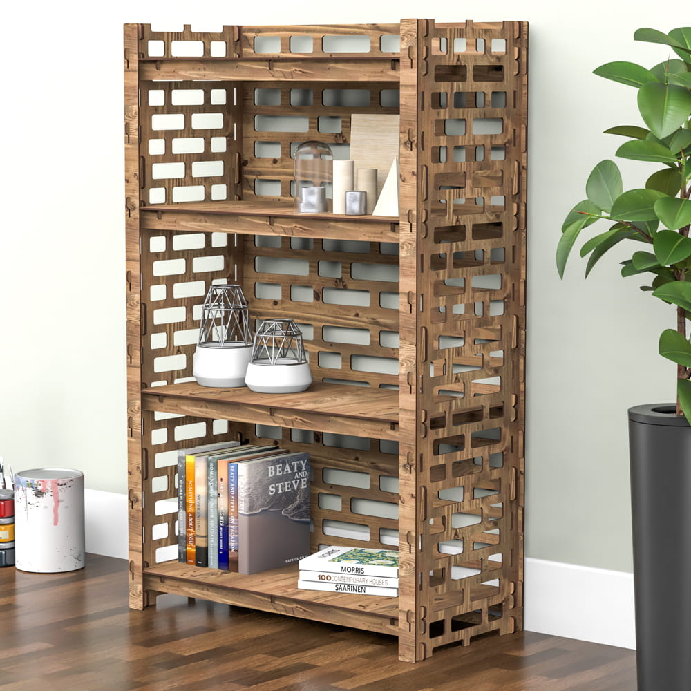 Hexagonica Стеллаж на 4 полки с задней стенкой Brickwall (1200В х 750Ш х 365Г)
