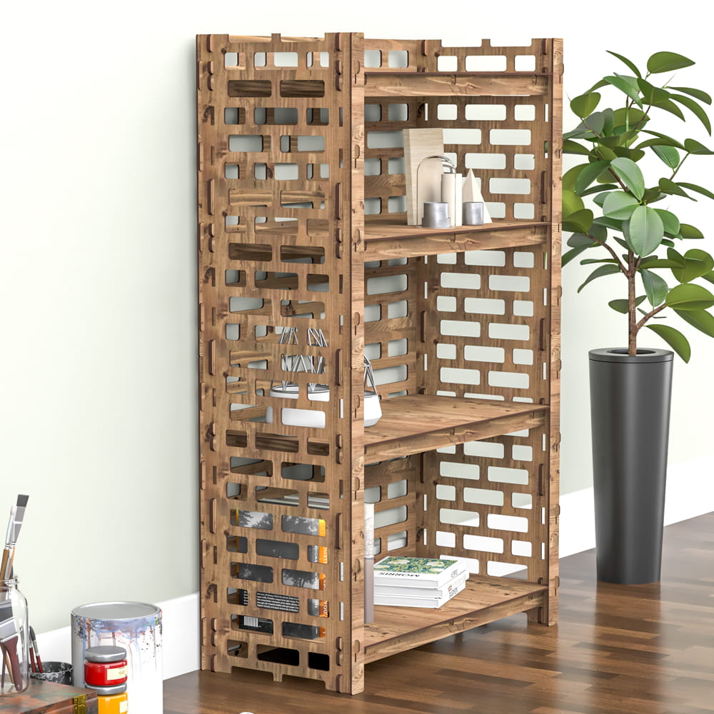 Hexagonica Стеллаж на 4 полки с задней стенкой Brickwall (1200В х 750Ш х 365Г)