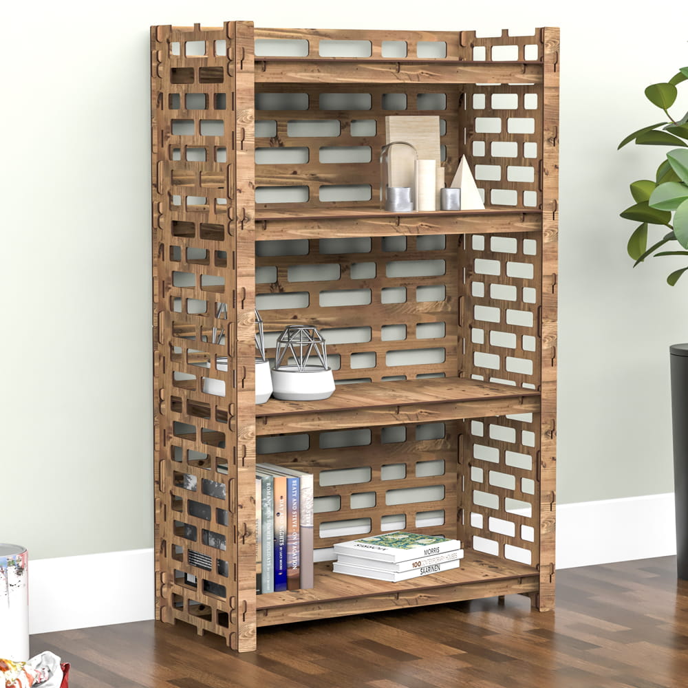 Hexagonica Стеллаж на 4 полки с задней стенкой Brickwall (1200В х 750Ш х 365Г)