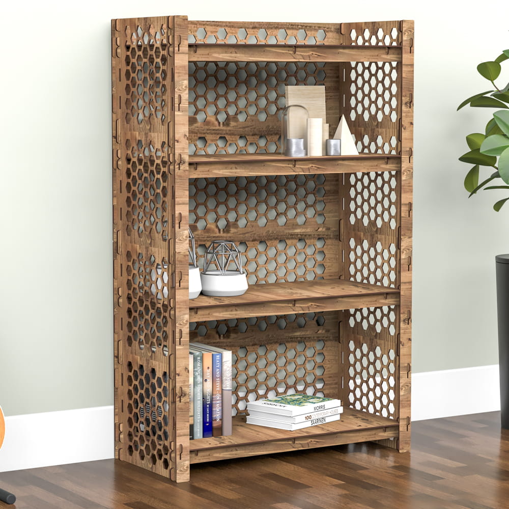 Hexagonica Стеллаж на 4 полки с задней стенкой Honeycomb-S (1200В х 750Ш х 365Г)
