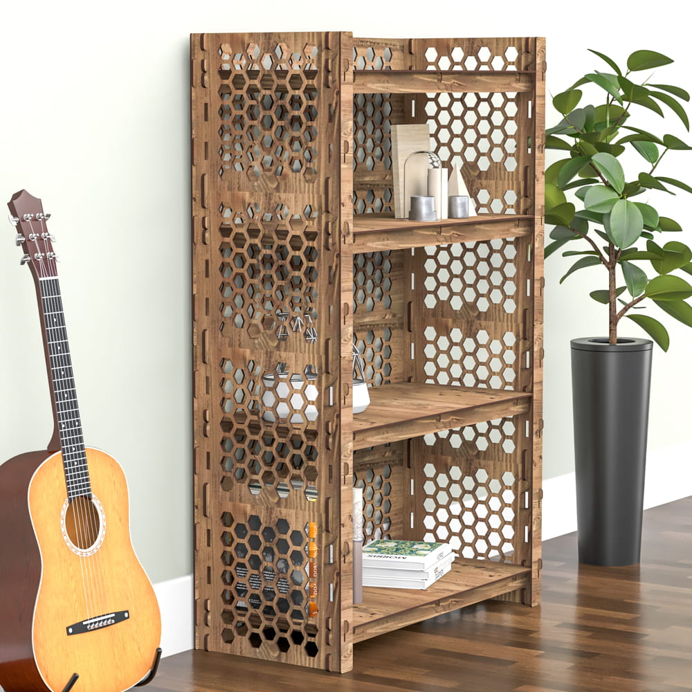 Hexagonica Стеллаж на 4 полки с задней стенкой Honeycomb-S (1200В х 750Ш х 365Г)
