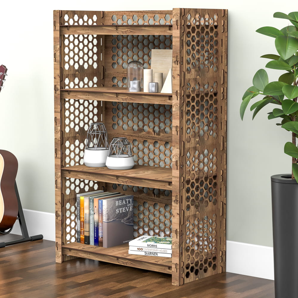 Hexagonica Стеллаж на 4 полки с задней стенкой Honeycomb-S (1200В х 750Ш х 365Г)