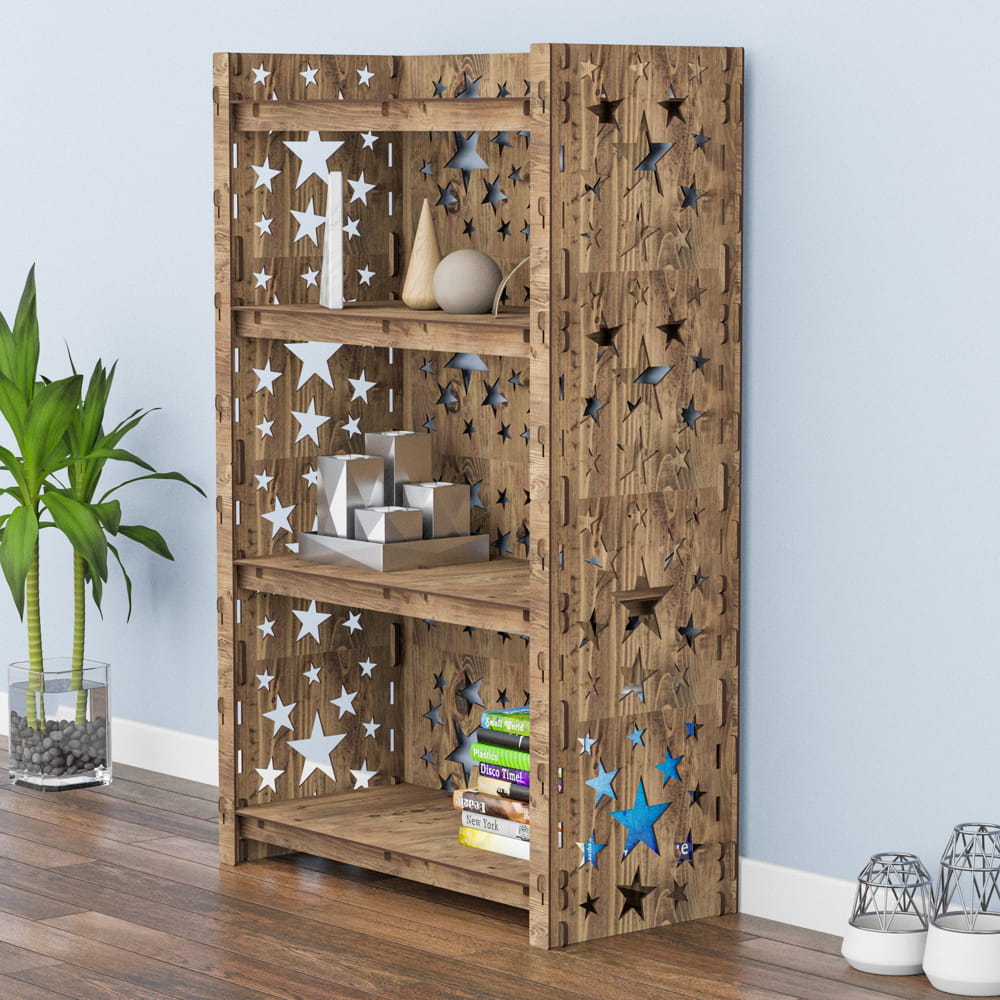 Hexagonica Стеллаж на 4 полки с задней стенкой Stars (1200В х 750Ш х 365Г)