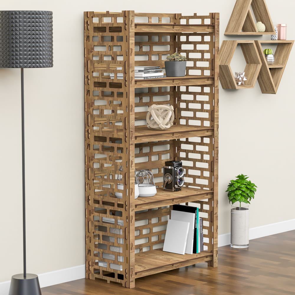 Hexagonica Стеллаж на 5 полок с задней стенкой Brickwall (1500В х 750Ш х 365Г)