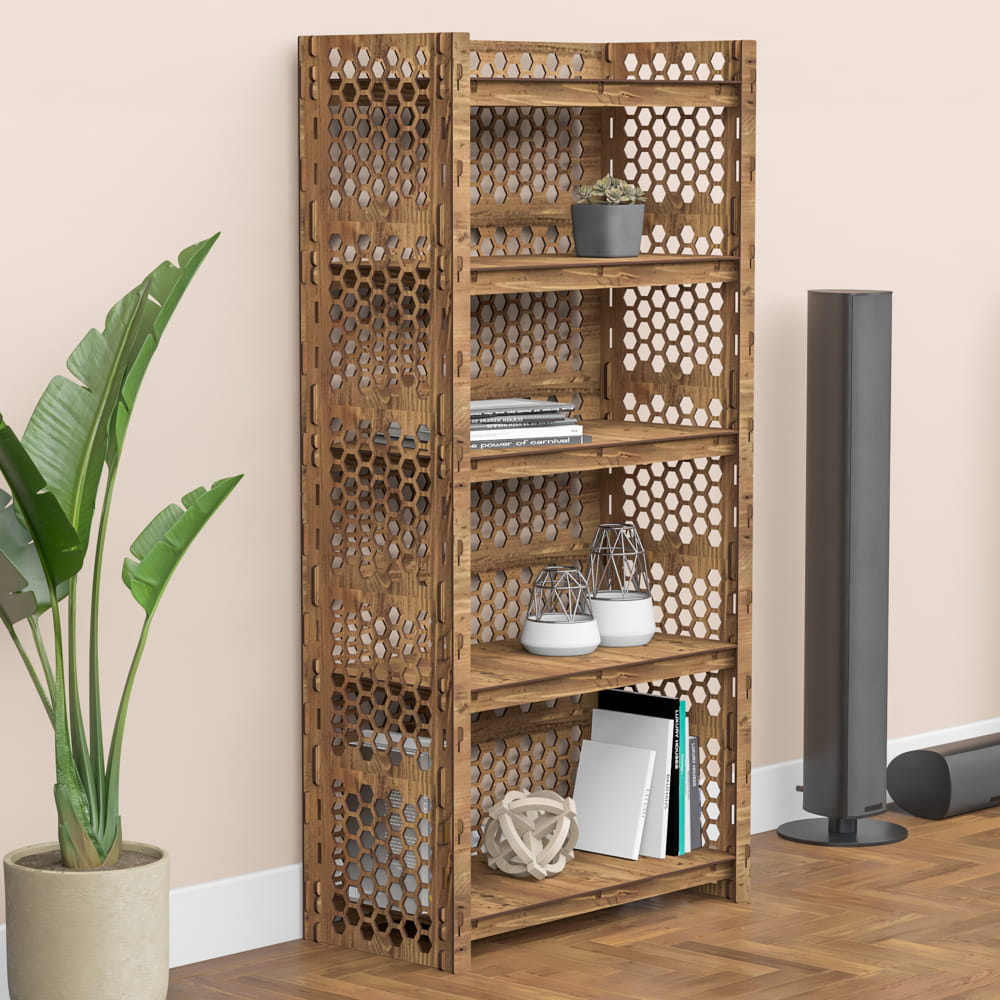 Hexagonica Стеллаж на 5 полок с задней стенкой Honeycomb-S (1500В х 750Ш х 365Г)