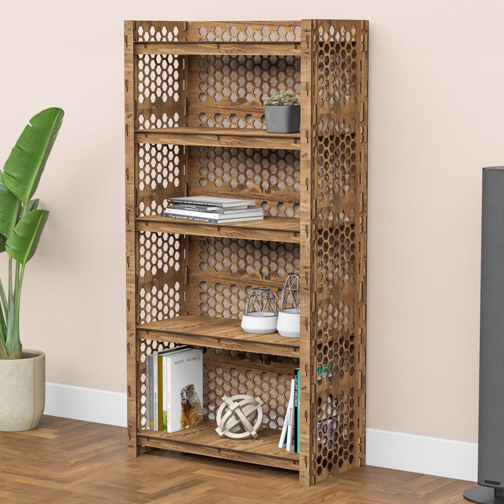 Hexagonica Стеллаж на 5 полок с задней стенкой Honeycomb-S (1500В х 750Ш х 365Г)