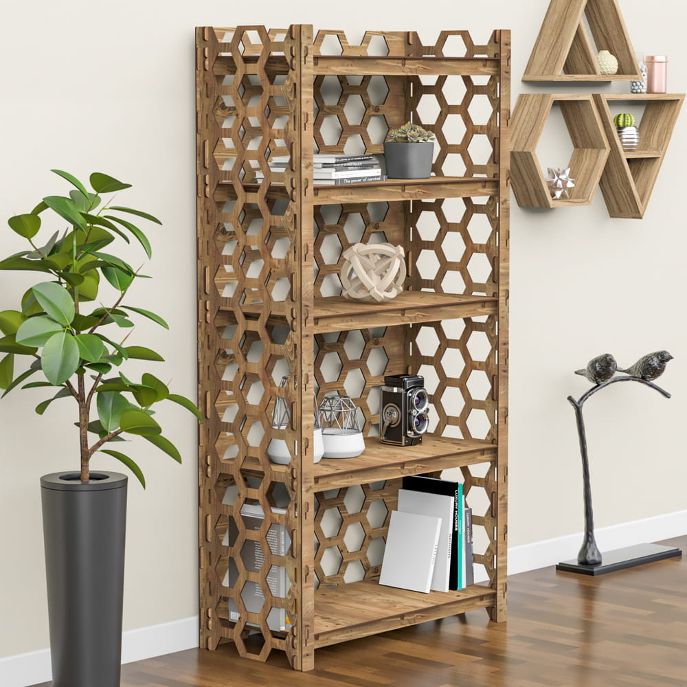 Hexagonica Стеллаж на 5 полок с задней стенкой Honeycomb (1500В х 750Ш х 365Г)