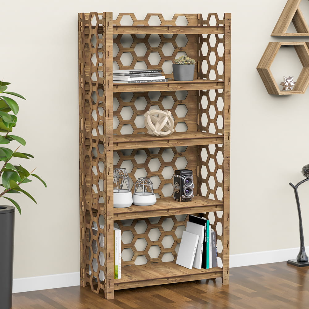 Hexagonica Стеллаж на 5 полок с задней стенкой Honeycomb (1500В х 750Ш х 365Г)