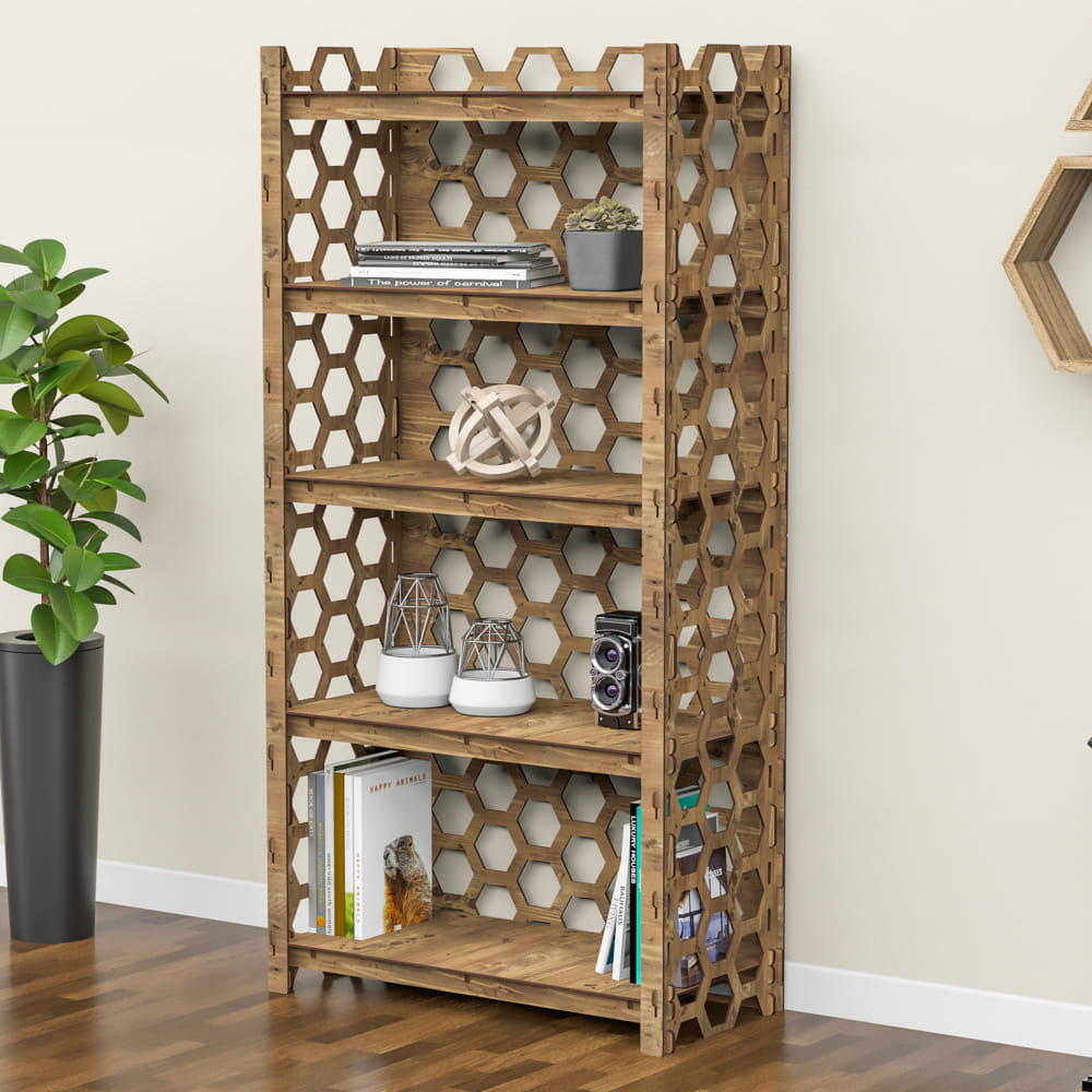 Hexagonica Стеллаж на 5 полок с задней стенкой Honeycomb (1500В х 750Ш х 365Г)
