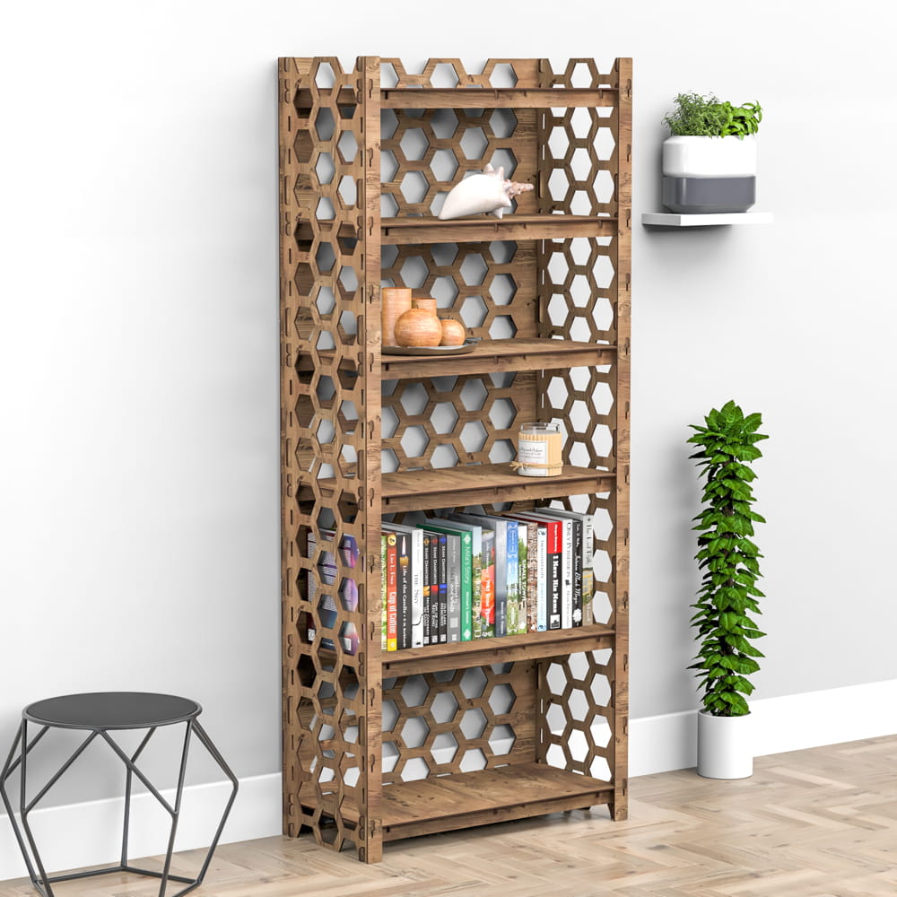 Hexagonica Стеллаж на 6 полок с задней стенкой Honeycomb (1800В х 750Ш х 365Г)