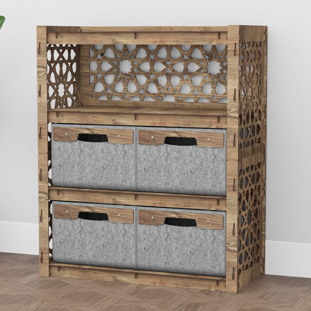 Hexagonica Комод на 4 шухляди сірі кошики Arabic 4В (900В х 750Ш х 345Г)