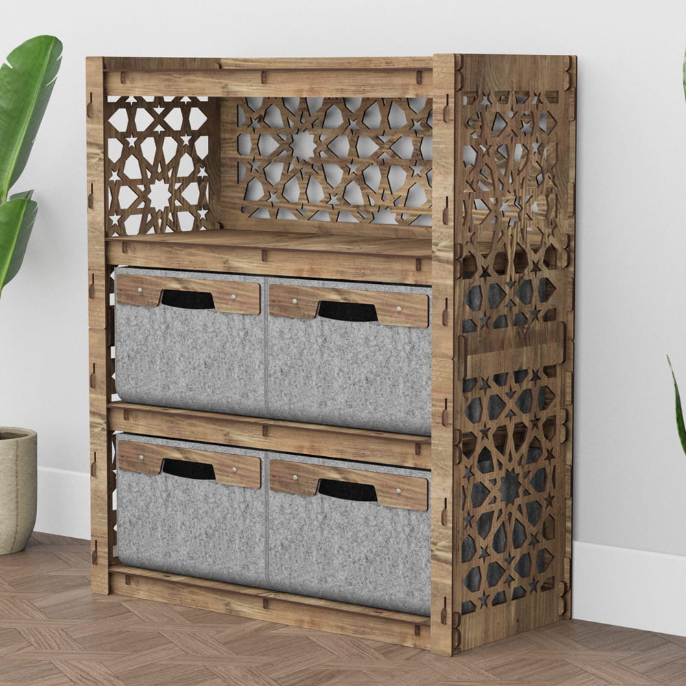 Hexagonica Комод на 4 шухляди сірі кошики Arabic 4В (900В х 750Ш х 345Г)
