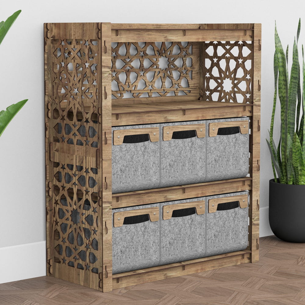 Hexagonica Комод на 6 ящиков серые корзинки Arabic 6М (900В х 750Ш х 345Г)