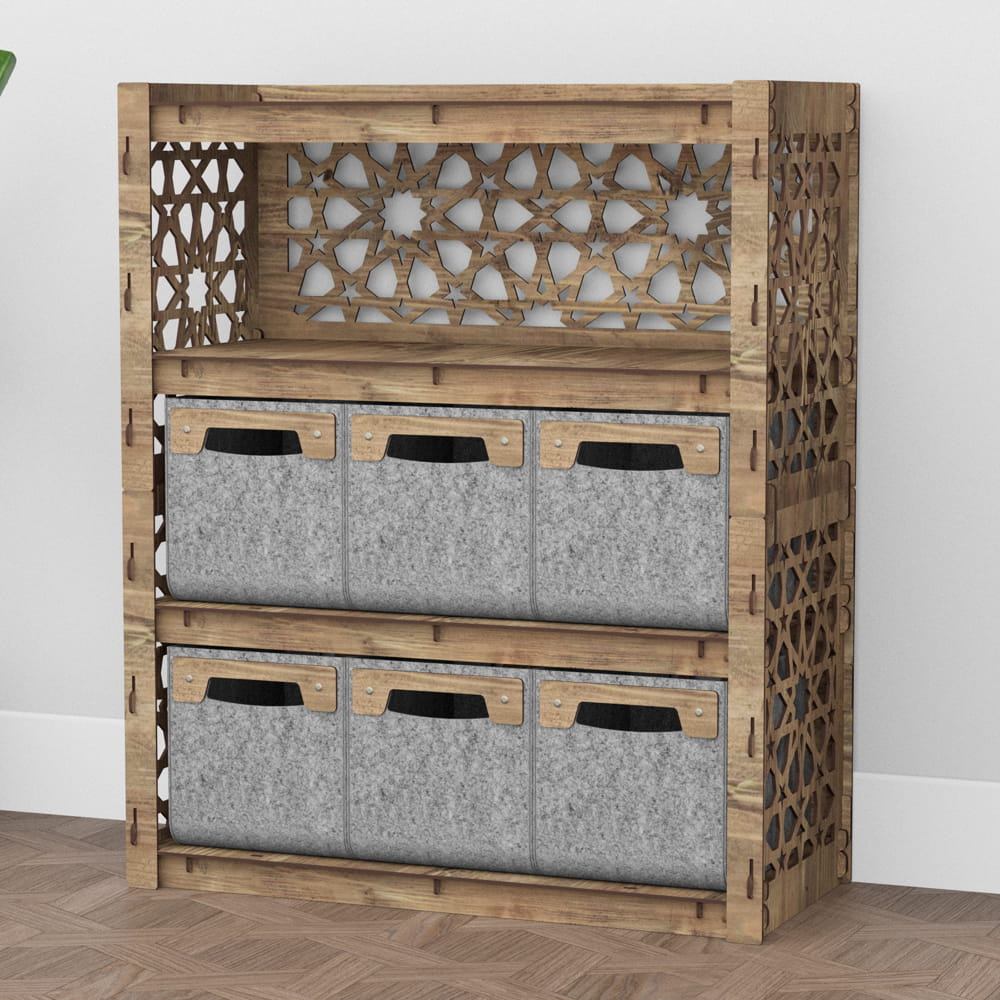 Hexagonica Комод на 6 ящиков серые корзинки Arabic 6М (900В х 750Ш х 345Г)