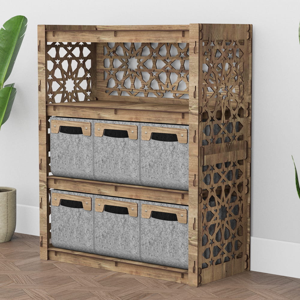 Hexagonica Комод на 6 ящиков серые корзинки Arabic 6М (900В х 750Ш х 345Г)