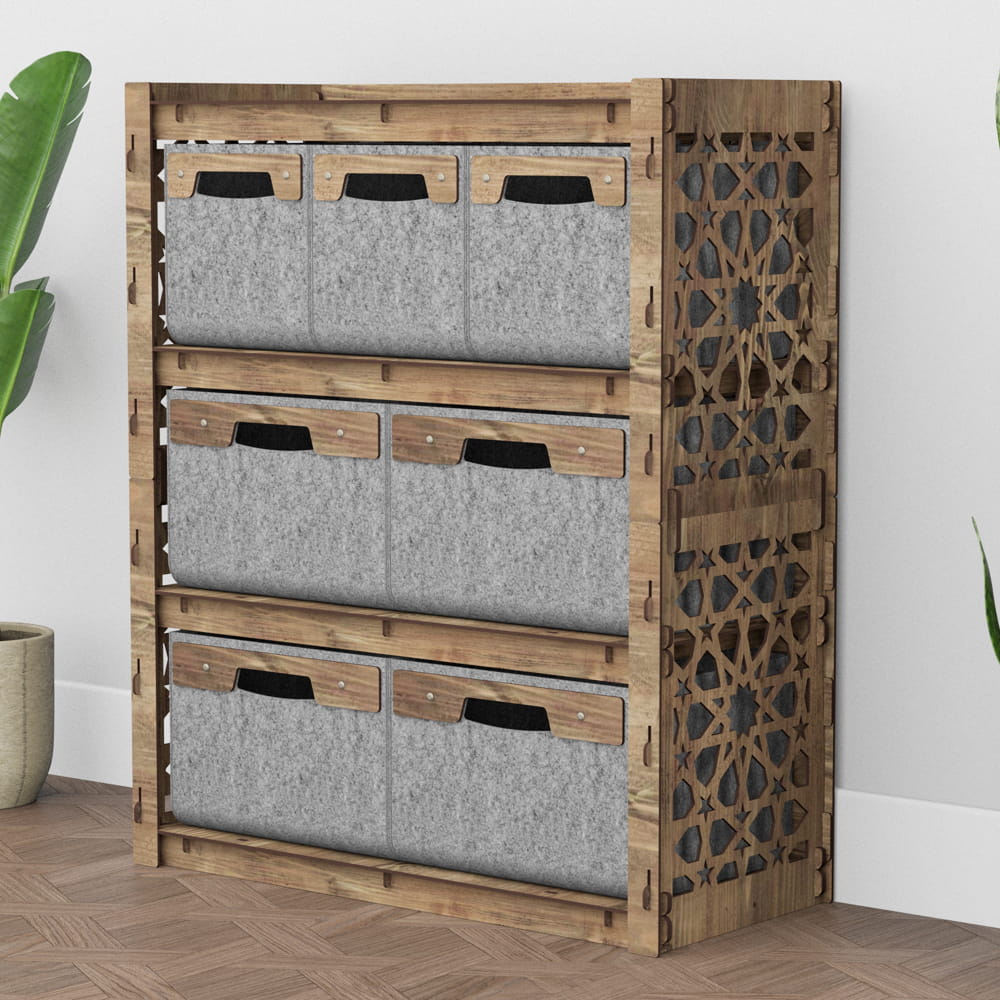 Hexagonica Комод на 7 шухляд сірі кошики Arabic 3М+4В (900В х 750Ш х 345Г)