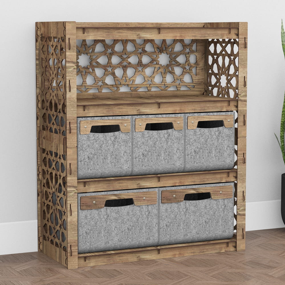 Hexagonica Комод на 5 шухляд сірі кошики Arabic 3М+2В (900В х 750Ш х 345Г)