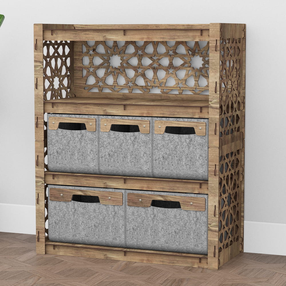 Hexagonica Комод на 5 шухляд сірі кошики Arabic 3М+2В (900В х 750Ш х 345Г)