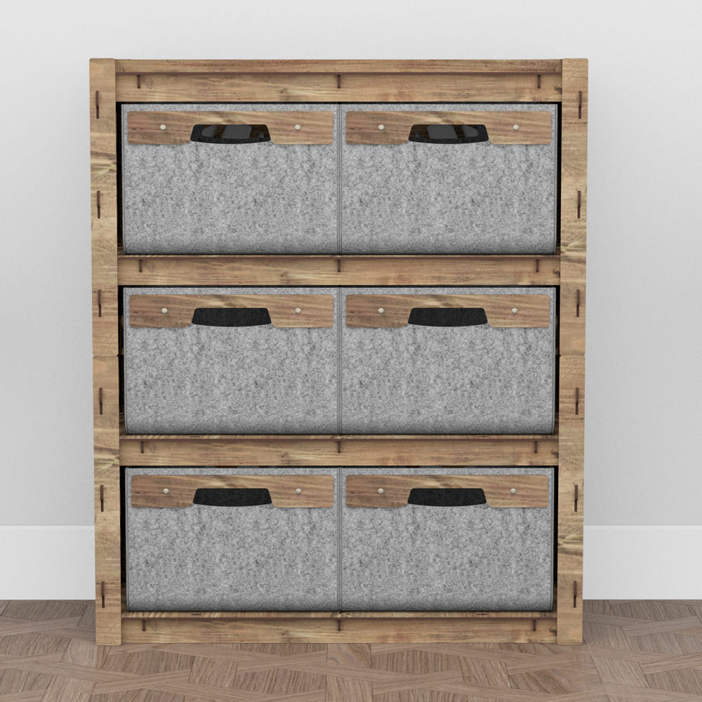 Hexagonica Комод на 6 ящиков серые корзинки Stones 6В (900В х 750Ш х 345Г)
