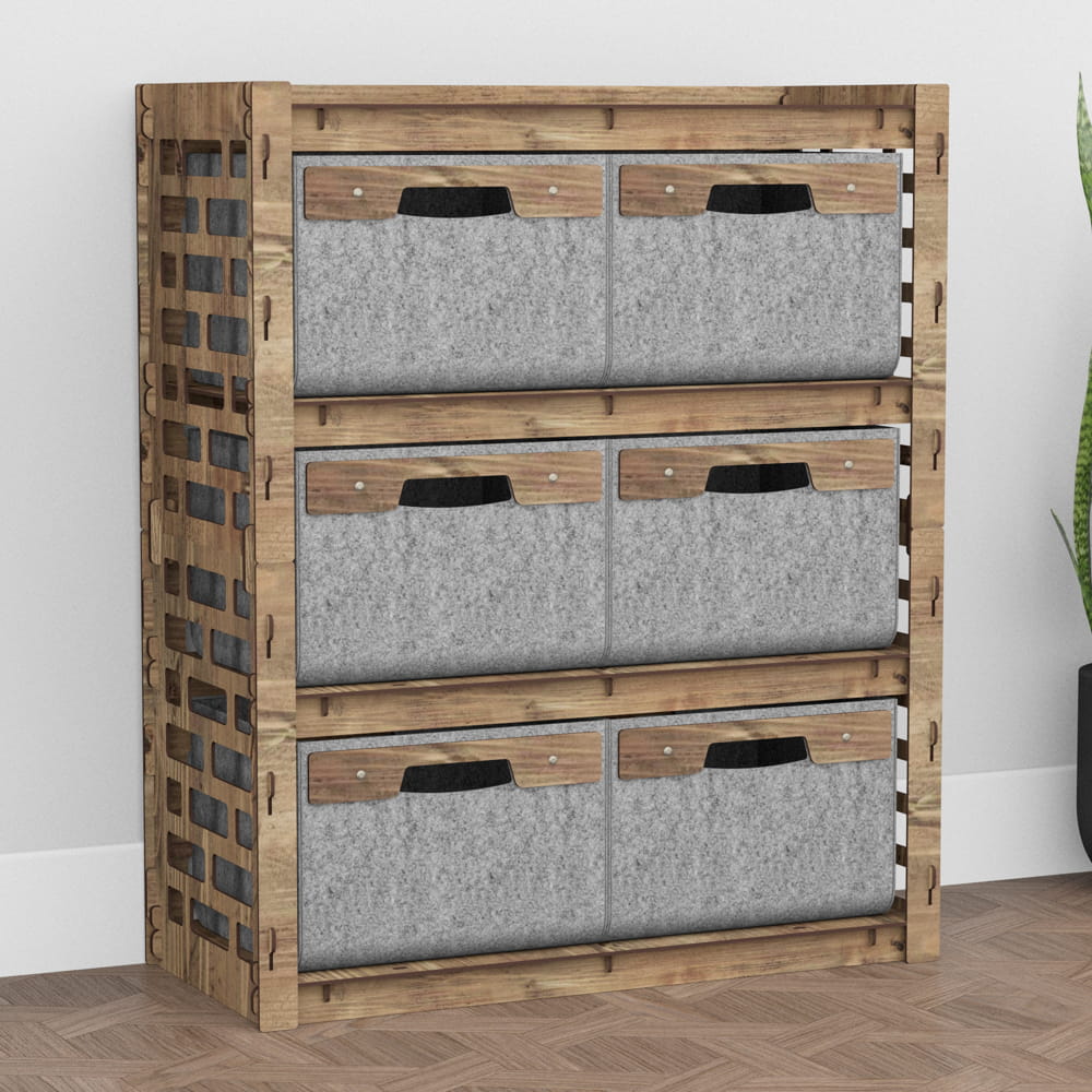 Hexagonica Комод на 6 шухляд сірі кошики Brickwall 6В (900В х 750Ш х 345Г)
