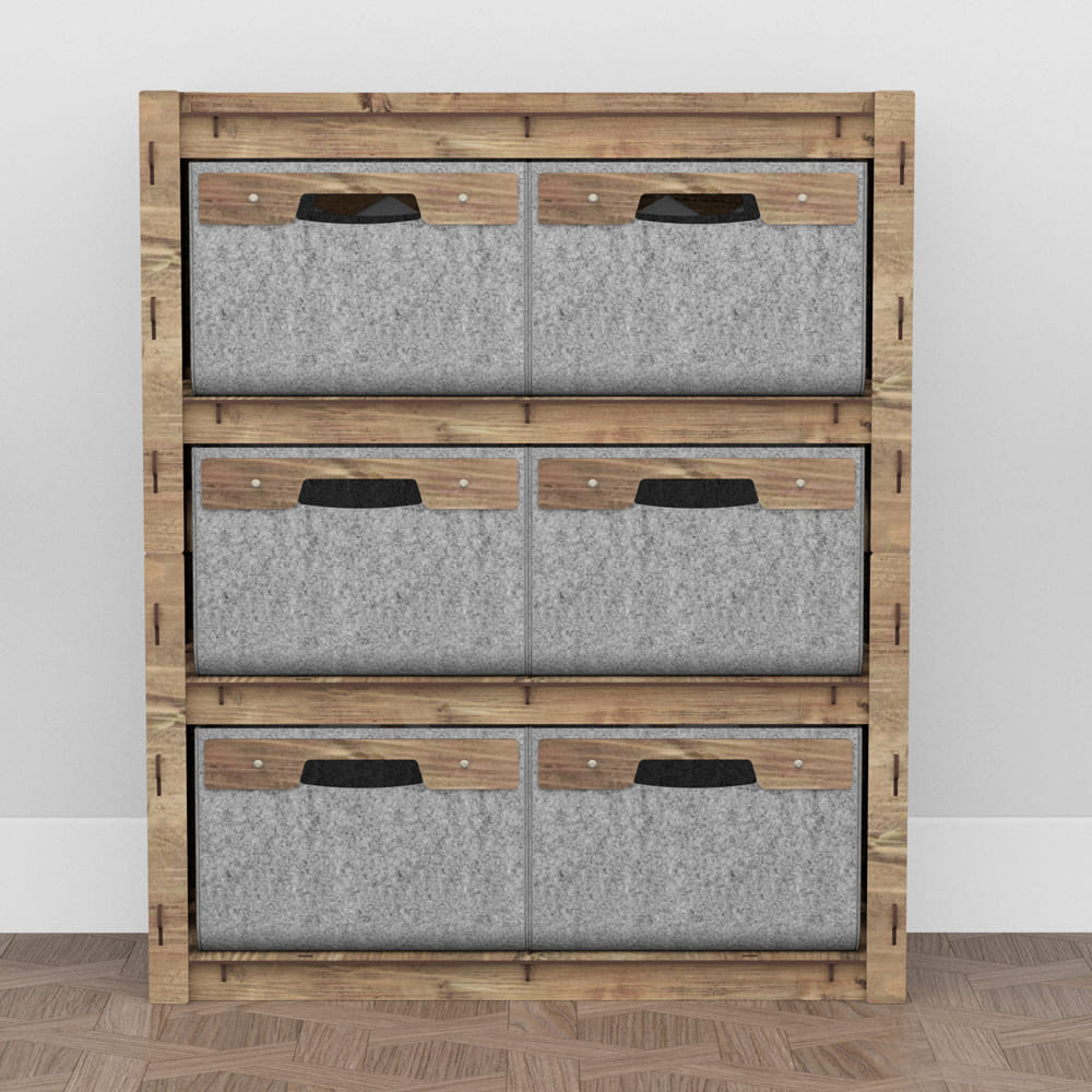 Hexagonica Комод на 6 ящиков серые корзинки Honeycomb 6В (900В х 750Ш х 345Г)