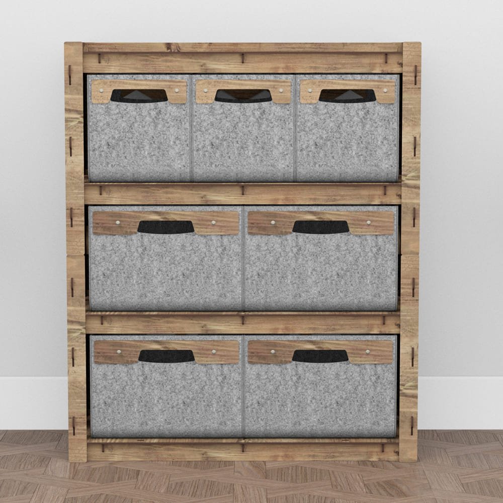 Hexagonica Комод на 7 шухляд сірі кошики Honeycomb 3М+4В (900В х 750Ш х 345Г)