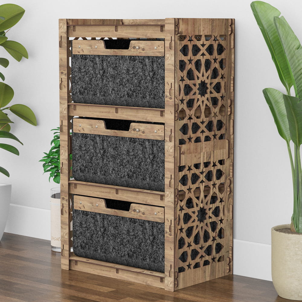 Hexagonica Комод на 3 ящика черные корзинки Arabic 3В (900В х 528Ш х 345Г)