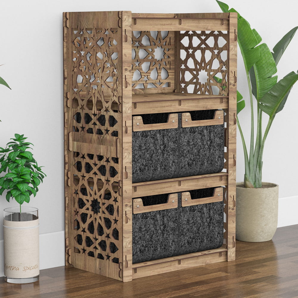 Hexagonica Комод на 4 ящика черные корзинки Arabic 4М (900В х 528Ш х 345Г)