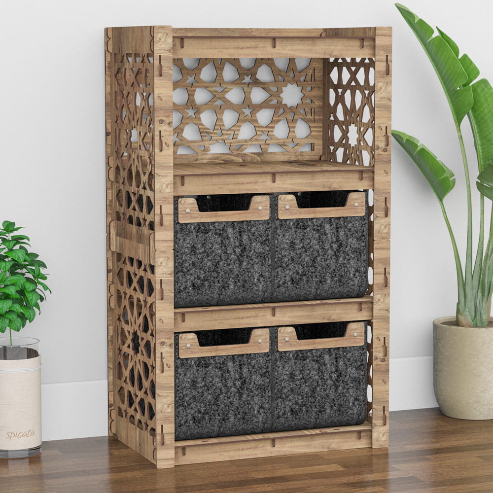 Hexagonica Комод на 4 ящика черные корзинки Arabic 4М (900В х 528Ш х 345Г)