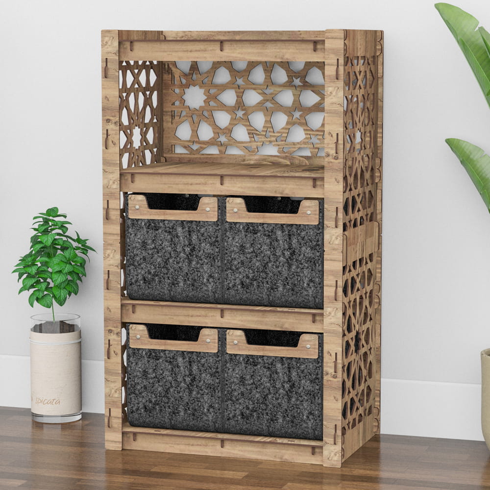 Hexagonica Комод на 4 ящика черные корзинки Arabic 4М (900В х 528Ш х 345Г)