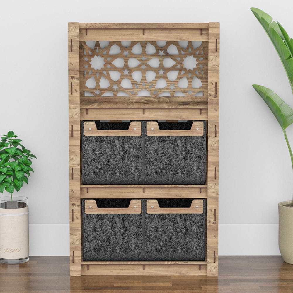 Hexagonica Комод на 4 ящика черные корзинки Arabic 4М (900В х 528Ш х 345Г)
