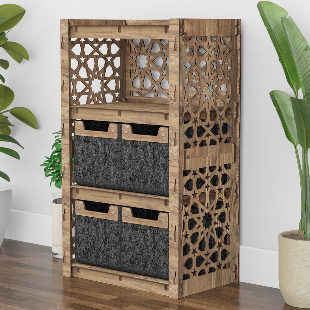 Hexagonica Комод на 4 ящика черные корзинки Arabic 4М (900В х 528Ш х 345Г)