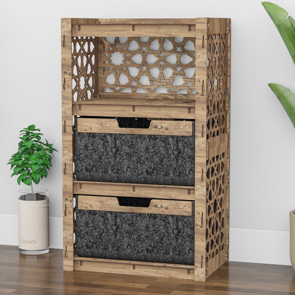 Hexagonica Комод на 2 ящика черные корзинки Arabic 2В (900В х 528Ш х 345Г)