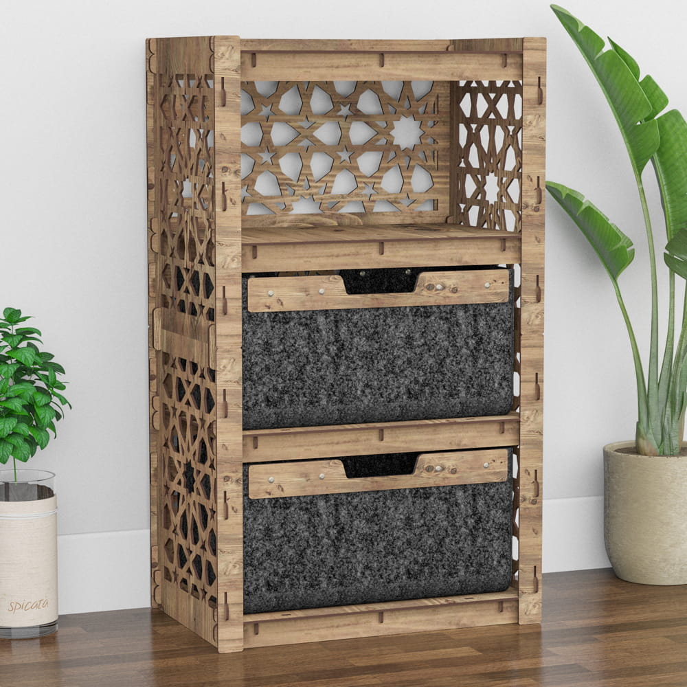 Hexagonica Комод на 2 ящика черные корзинки Arabic 2В (900В х 528Ш х 345Г)